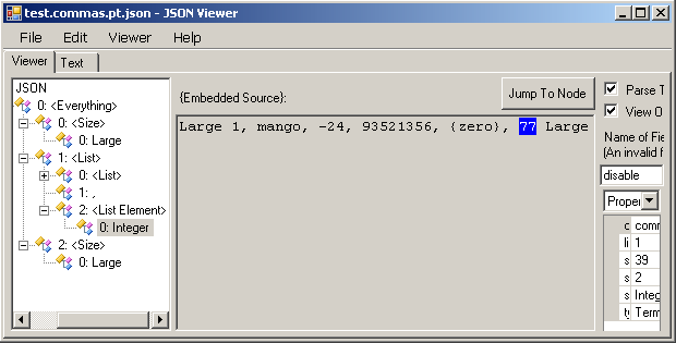 Sample Parse Tree in JsonViewer